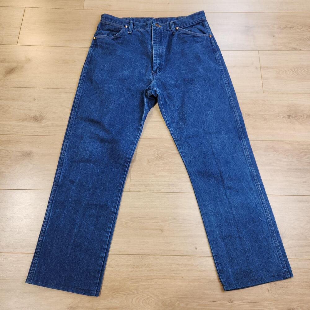 Vintage Wrangler 13MWZ Jeans Mens 34x30 Blue Cowboy Cut Straight Denim USA Made